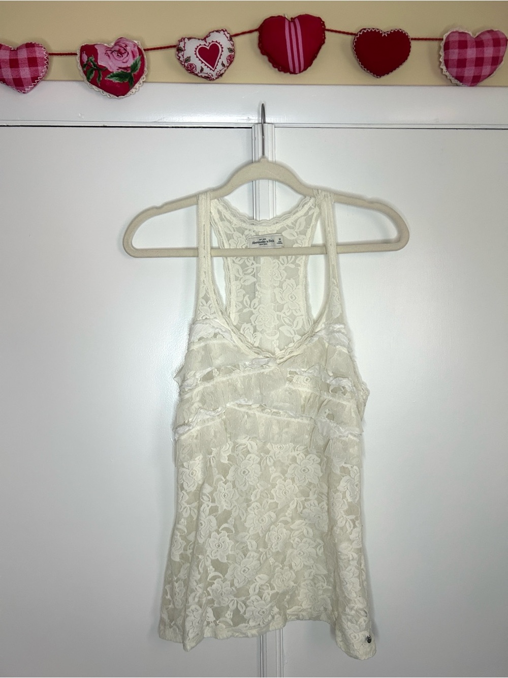 Abercrombie & Fitch Lace Sheer Ruffle Tank